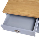 Tavolino 2 Cassetti 1 Ripiano 99x55x50,5 cm in MDF Grigio e Legno