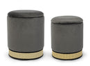 Set 2 Pouf Contenitore in Poliestere Effetto Velluto Milena Grigio Scuro
