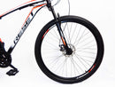 Bicicletta Mountain Bike MTB Ragazzo 29" 21V in Acciaio Nero e Rosso Fluo