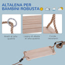 Altalena da Giardino per Bambini con Corda in Canapa Regolabile e Legno 
