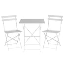 Set Salotto da Giardino Tavolino Quadrato e 2 Sedie Pieghevoli in Ferro Rimini Bianco