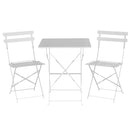 Set Salotto da Giardino Tavolino Quadrato e 2 Sedie Pieghevoli in Ferro Rimini Bianco