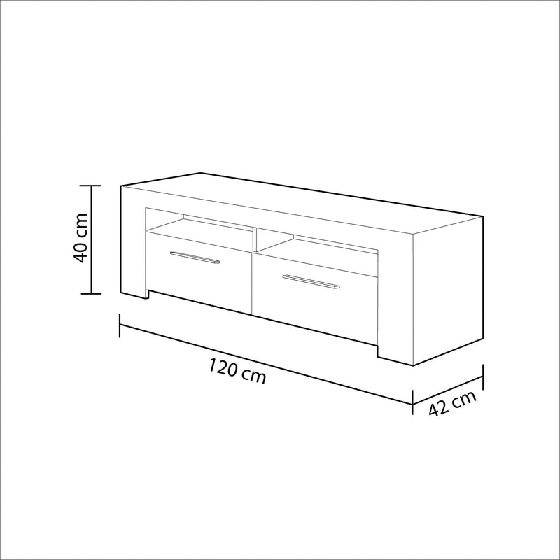 Mobile TV Soggiorno 120x42x40 cm 2 Ante e Ripiani Bianco