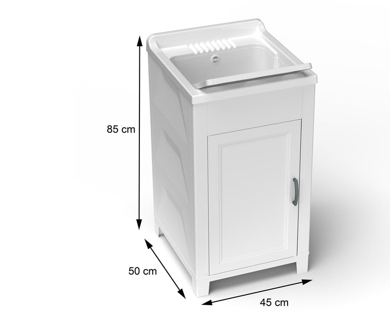 Mobile Lavatoio 45x50x85 cm 1 Anta in Resina Bianco    