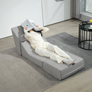 Poltrona Moderna da Pavimento Convertibile in Chaise Longue in Tessuto Grigio Chiaro      