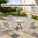 Set di 4 Sedie da Giardino Impilabili 58x57,5x79,5 cm con Braccioli Design a Doghe in Plastica Grigio      