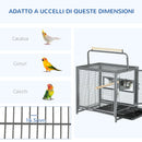 Gabbia Voliera per Pappagalli 48x38x65 cm  in Acciaio Nero