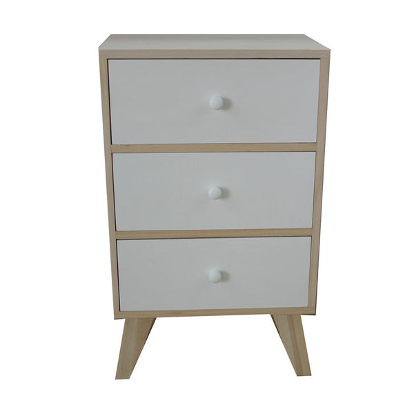 sconto Armoire à 3 Tiroirs en Bois de Paulownia Naturel et Blanc Fadi