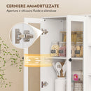 Credenza da Cucina 90x35x172 cm Mobile Dispensa con 4 Ante in Vetro Soft-Close 6 Ripiani Aperti in MDF Bianco      