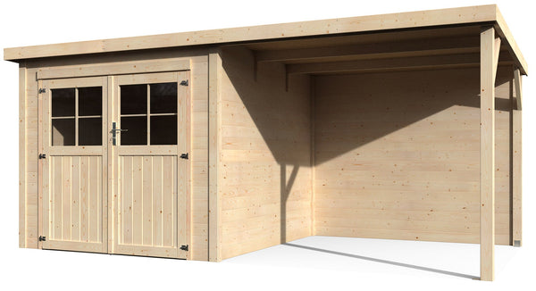 online Abri de jardin pour outils 4,76x2,56m sans plancher avec abri en bois de sapin 19 mm Paradis NG