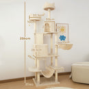 Albero per Gatti 60x50x206A cm con 4 Pali Graffiatoi Cesti Amache per 1-3 Gatti 6 kg in Peluche e Sisal Beige      