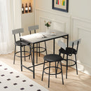 Set Tavolo Alto e 4 Sgabelli da Bar in Stile Industriale in MDF e Acciaio Grigio Cemento   