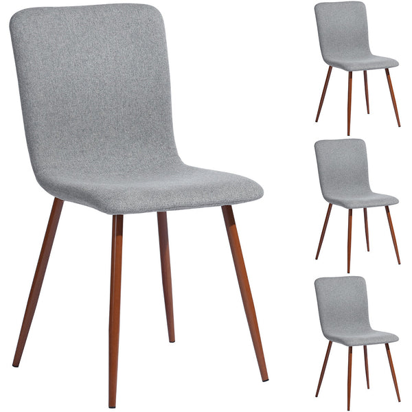acquista Set 4 Sedie per Sala da Pranzo Grigio con Gambe Effetto Legno Seduta Ergonomica