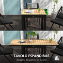 Tavolo da Giardino Allungabile per 4-6 Persone 81/162x80x75 cm in Alluminio con Piano a Doghe Giallo