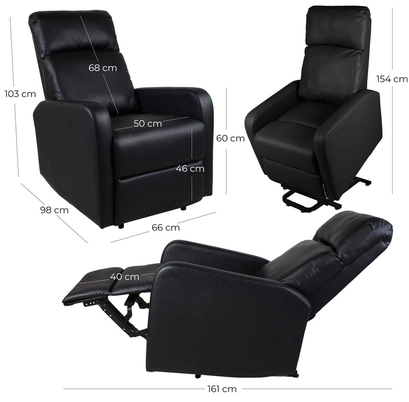 Poltrona Alzapersona Elettrica 1 Motore in Similpelle Vandi Nera