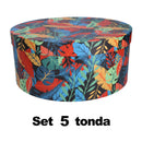 Set 5 Scatole cartone piume multicolor tondo 