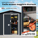 Casetta da Giardino 213x130x185 cm con Prese d'Aria e Doppia Porta Scorrevole in Metallo Grigio Scuro