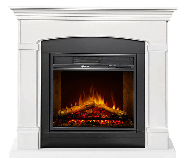 online Cheminée Electrique au Sol Effet Flamme 107x24x95,2 cm 900W/1800W en Bois Noir et Blanc