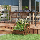 Fioriera da Esterno a 3 Livelli 62x61x57 cm con Ruote Decorative in Legno di Abete Carbonizzato      