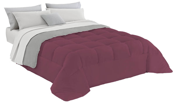 online Couette d'Hiver en Microfibre 300gr Double Face Prune/Gris Clair Différentes Tailles