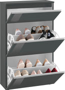 Scarpiera 2 Ante e 1 Antina a Ribalta 110x40x47,7 cm Magic Antracite Lucido