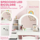 Set Toeletta Trucco per Bambine 88,6x38,8x96,9 cm con Specchio Sedia Luce LED Armadietto Scaffali e Libreria in MDF Bianco      