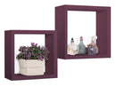 Set 2 Mensole Cubo da Parete Quadrato in Fibra di Legno Ginevra Viola Melanzana