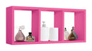 Mensola Rettangolare 3 Scomparti da Parete 70x30x15.5 cm in Fibra di Legno Tristano Fuxia