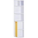 Libreria Angolare 5 Ripiani con Armadietto 29,8x29,9x147 cm  Bianco e Giallo