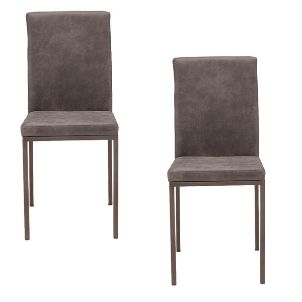 acquista Set 2 sedie Imbottite 42x54x93 cm in Tessuto Ranger Licya Tortora / Gambe Tortora