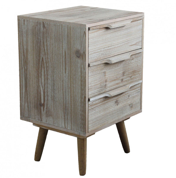 acquista Armoire 3 Tiroirs avec Pieds en Bois 40x36x64 h cm en Bois de Paulownia Taupe
