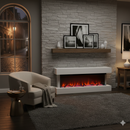 Camino Elettrico da Parete o Incasso Alaro Plus 127x18x52 cm Effetto Fiamma Telecomando in MDF Bianco