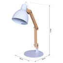 Lampada da Tavolo Scrivania Pieghevole in Legno e Metallo Bianco 