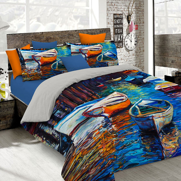 Housse de couette avec imprimé sur le sac double et les taies d'oreiller online