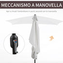 Ombrellone da Giardino 2x3 m Palo Ø38 mm Rettangolare in Alluminio Beach Bianco Crema
