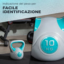 Kettlebell 10 kg con Base Piatta e Impugnatura 25x16x27,5 cm in PU e Sabbia Blu      