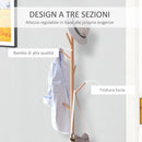 Appendiabiti Scarpiera con 6 Ganci in Bambù Bianco 40x30x180 cm 