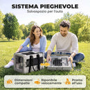 Trasportino Morbido per Cani Mini e Gatti Pieghevole 49,5x34x35,5 cm con Base Rigida e Finestre a Rete in Tessuto 300D e Acciaio Zincato Grigio      