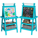 Lavagna per Bambini 3 in 1 con Cavalletto 59x48x118 cm Blu 