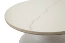 Tavolinetto White Fush Ø40x47 cm in Ferro e Ceramica Bianco      