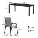 Set da Giardino con Tavolo Rettangolare in Vetro e 8 Sedie Impilabili con Braccioli Grigio Chiaro    