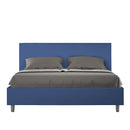 Letto Matrimoniale Senza Testata Imbottito in Similpelle Adele Blu Varie Misure