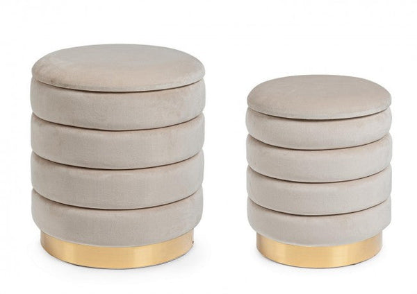 Ensemble de 2 poufs de rangement en bois beige Darina sconto