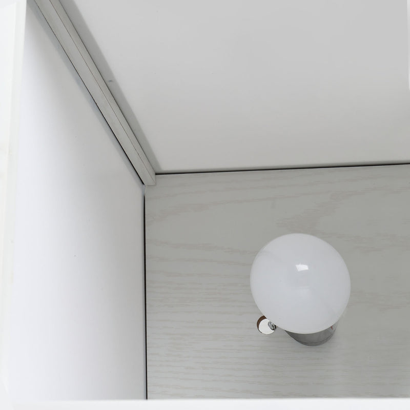 Lampada da Terra con Attacco E27 26x26x160 cm con 3 Mensole e Interruttore a Pedale in MDF e Tessuto Bianco  