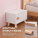 Comodino per Bambini 3-8 Anni 34x31x25 cm con Vano Contenitore Gambe in Pino e Maniglia a Nuvola in Truciolato Bianco      