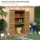 Armadio Porta Attrezzi da Giardino Impermeabile 3 Ripiani in Legno 87x46.5x160 cm 