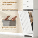 Mobile Alto da Bagno 45x30x171 cm con Cesto per Biancheria a Ribalta in Legno Bianco      
