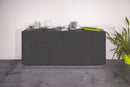 Credenza 7 Ante 200x41,4x86 cm Bloom Grigio Antracite Laccato Lucido
