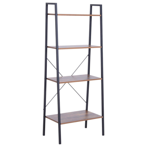 prezzo Bibliothèque échelle 4 étagères style industriel en acier noir, 60x35x145 cm