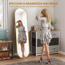 Specchio a Figura Intera da Terra 50x4x180 cm con Supporto Pieghevole in Vetro e Metallo Oro      